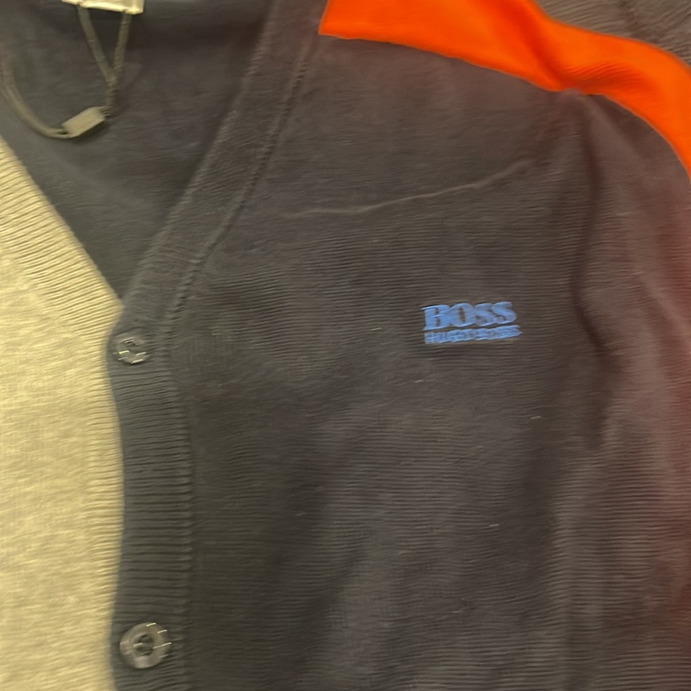 Boys size 12 Hugo boss colorblock cardigan like new - Picture 2 of 4